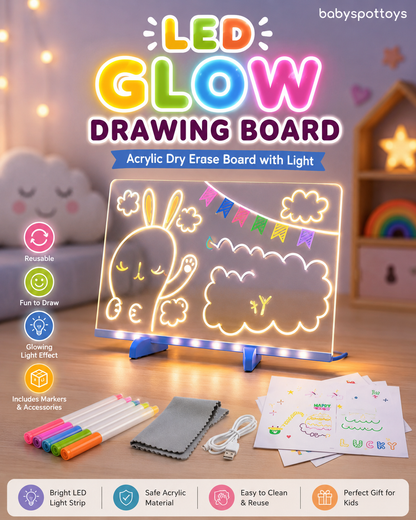 LED glow drawing board for kids