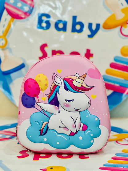 Pink 3D unicorn backpack for kids