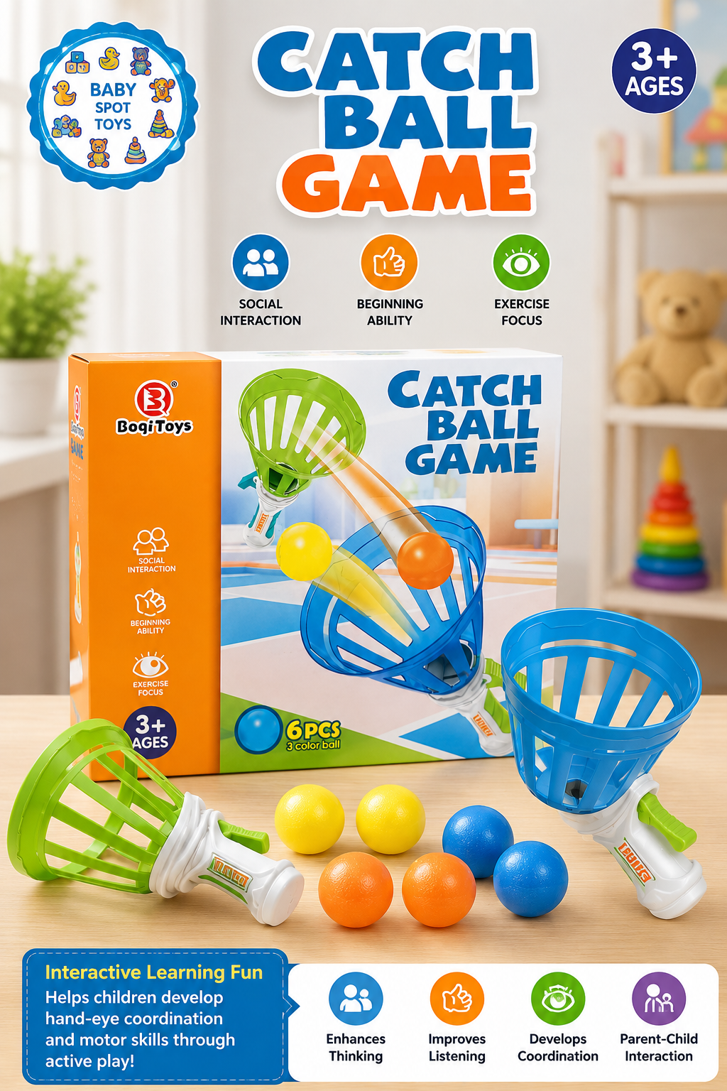 Interactive catch ball game for kids
