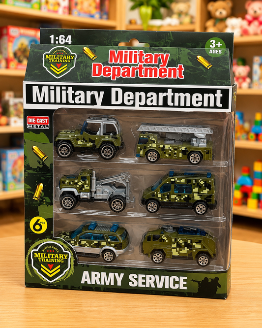 Military Department Die-Cast Vehicle Set – 6 Piece Collection