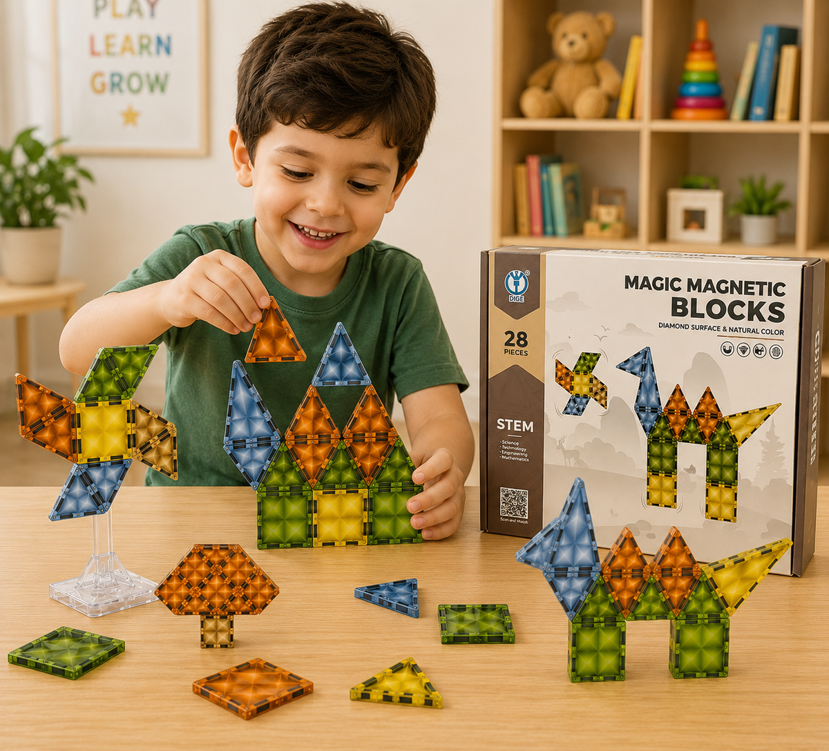 Magic magnetic construction blocks for kids