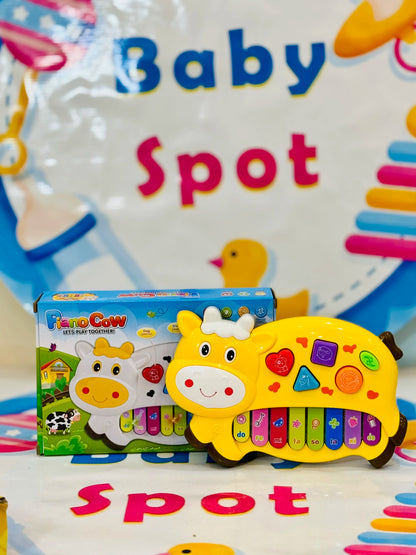 Cow piano toy for kids with lights and sound