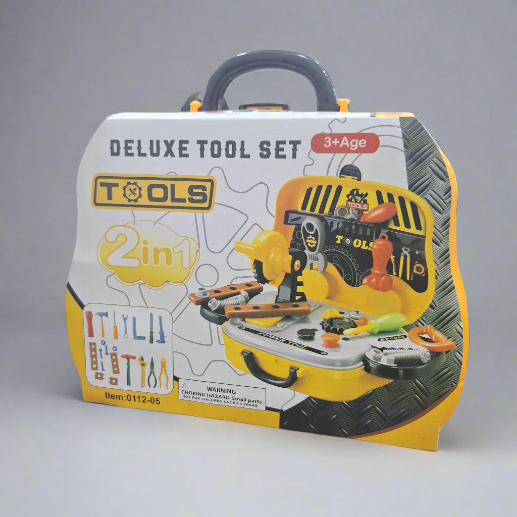 Let your little builder take on exciting projects with the Deluxe Tool Kit Toy! Designed for imaginative role play, this set includes realistic tools like a hammer, wrench, and screwdriver, helping kids learn, create, and explore the world of construction.

