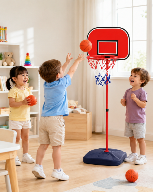 Basketball Playing Set,Height Adjustable Children Basketball Hoop Stand with Basketball Pump for Training Outdoor Indoor Sport