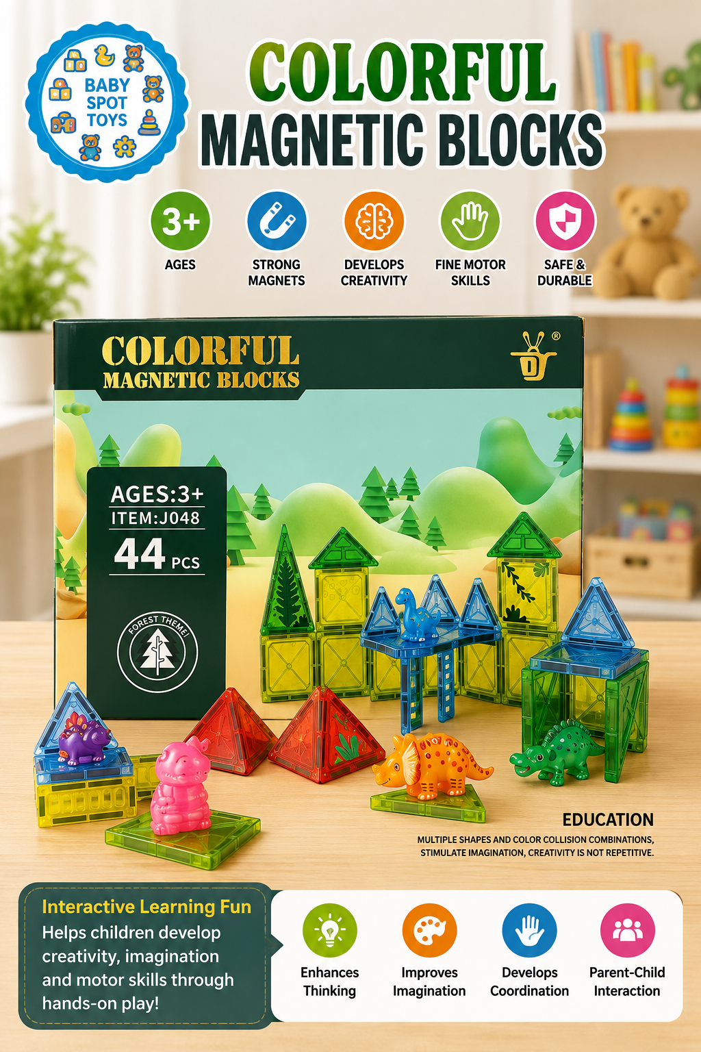 44-piece colorful magnetic building blocks