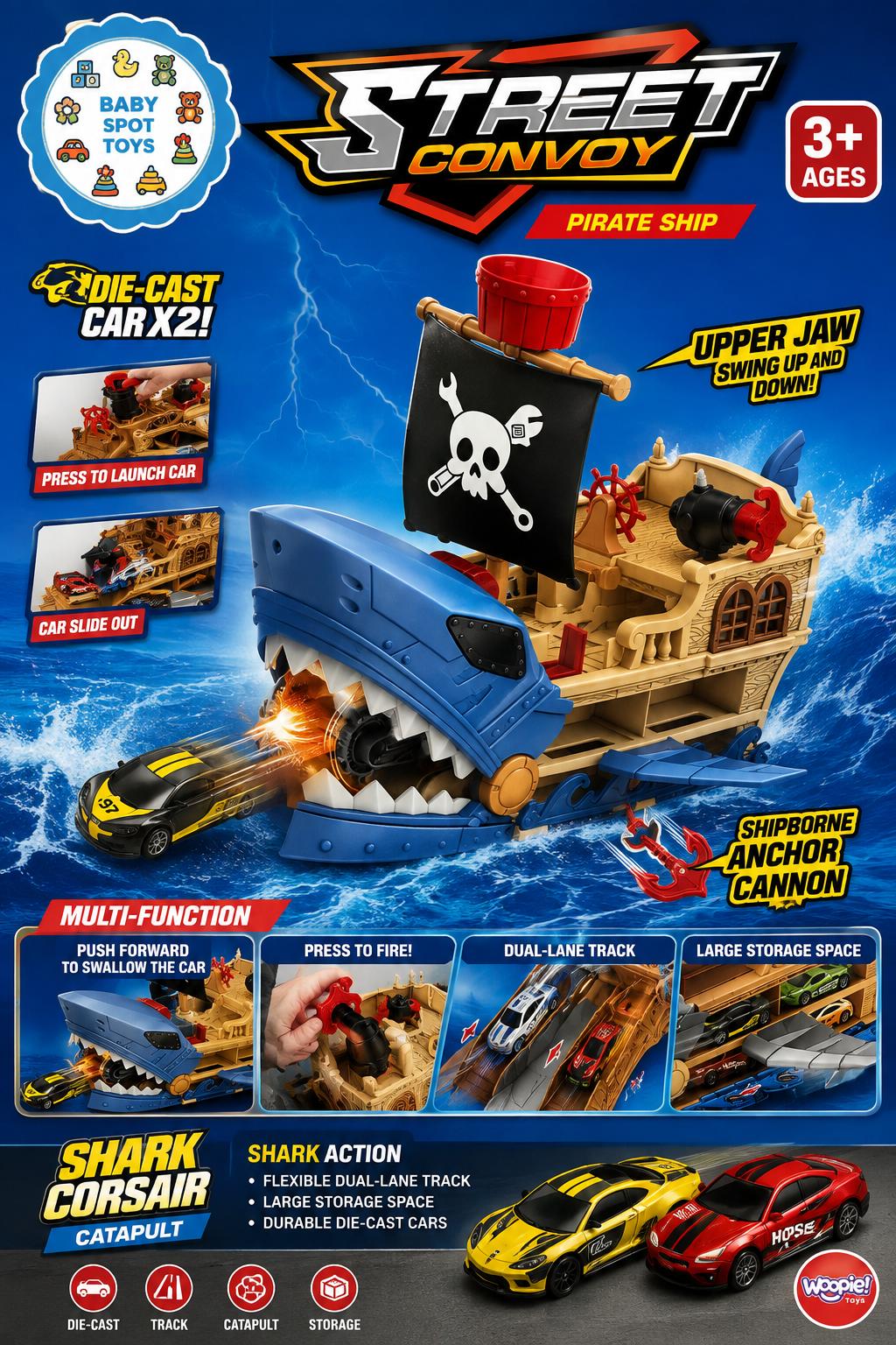Pirate ship adventure car toy set