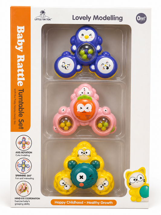 Kids suction spinners rattle set of 3 spinners