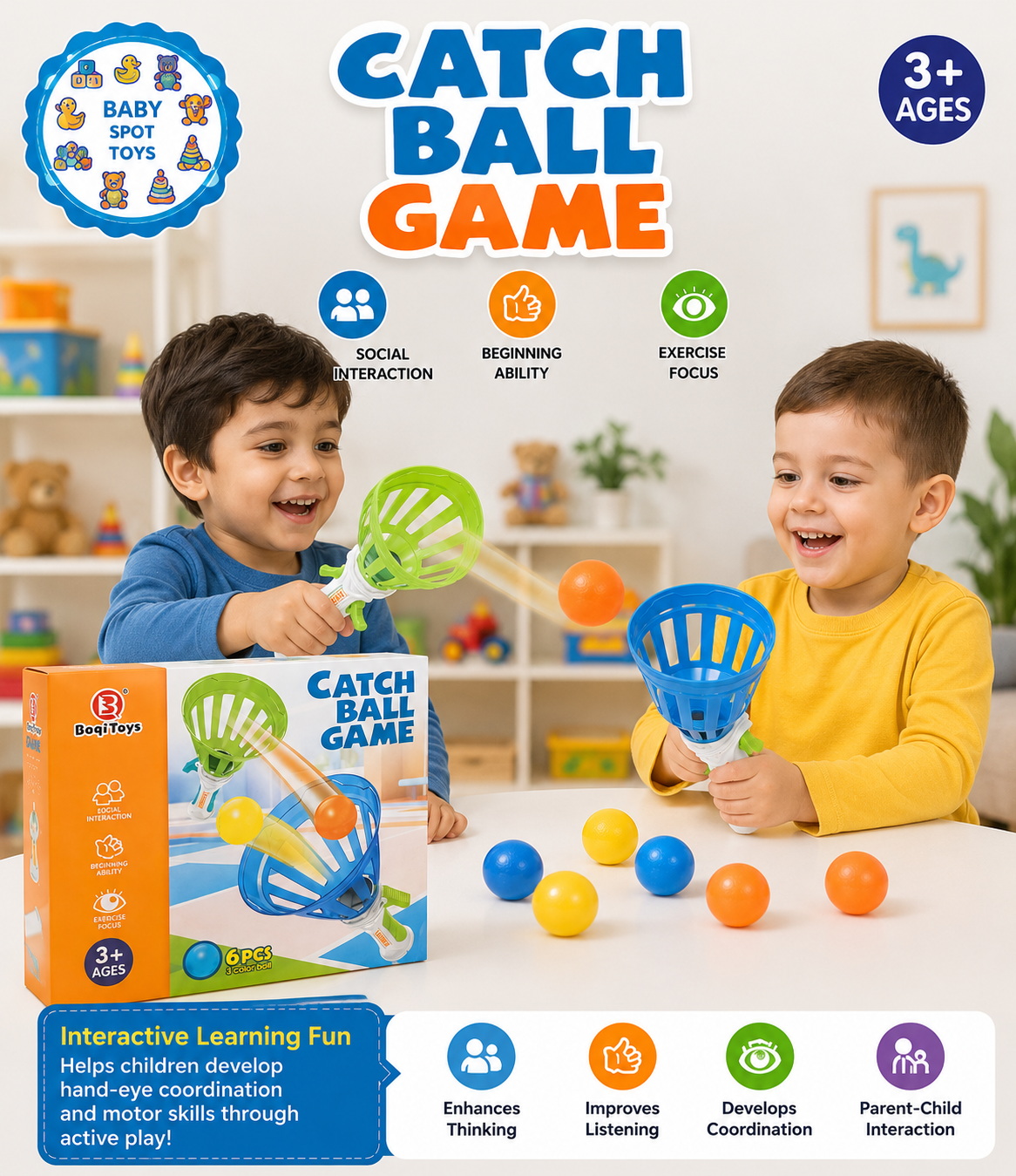 Catch ball learning game toy for children