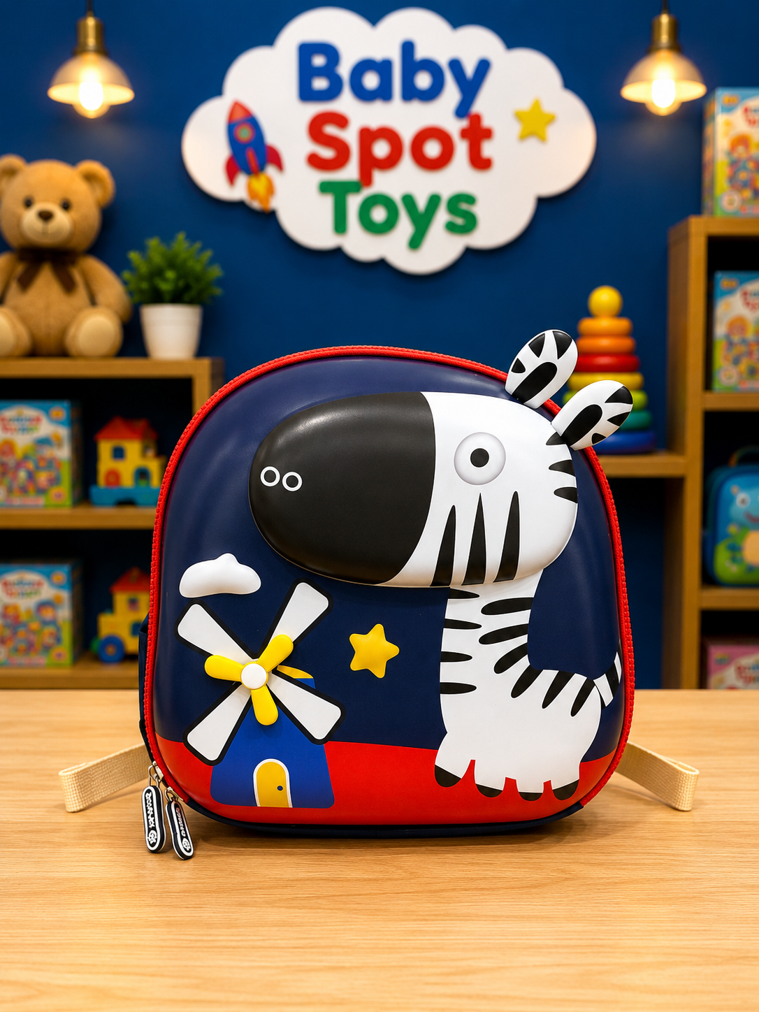 3D Zebra Kids Backpack – Cute Cartoon Preschool & Travel Bag