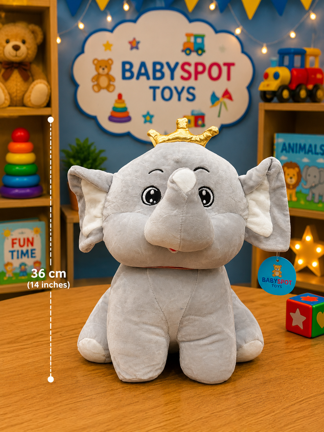 Crown Elephant Plush Toy 38 cm
