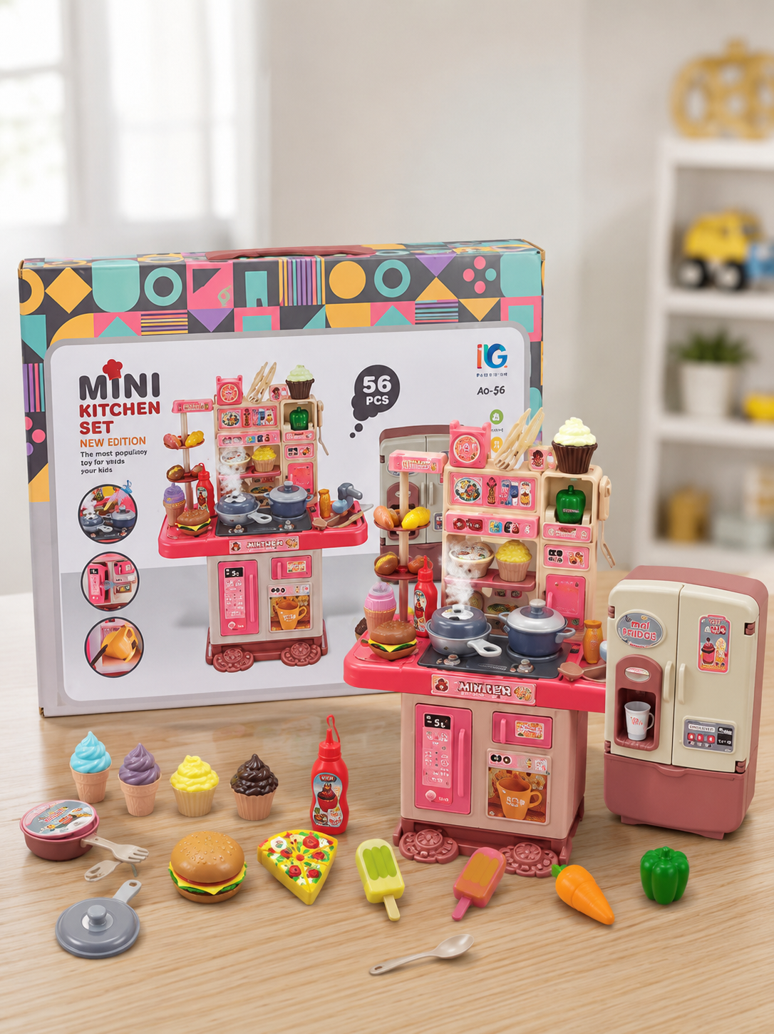 56-piece kids kitchen pretend play set