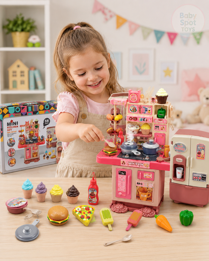 56-piece girls kitchen toy set