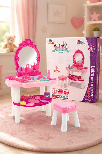Kids dressing table makeup set with stool