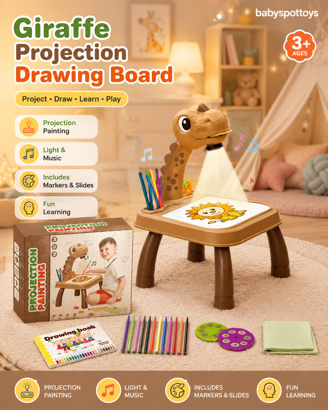Giraffe Projection Drawing Board for Kids