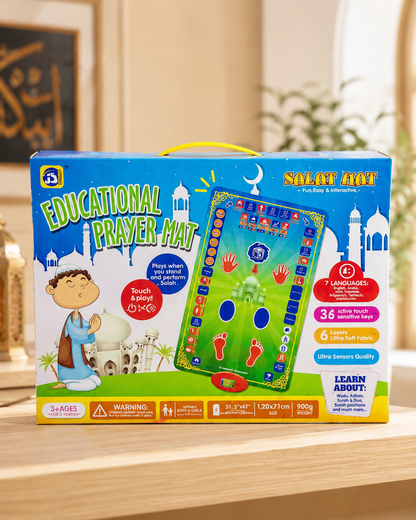 Interactive kids prayer mat for Islamic learning