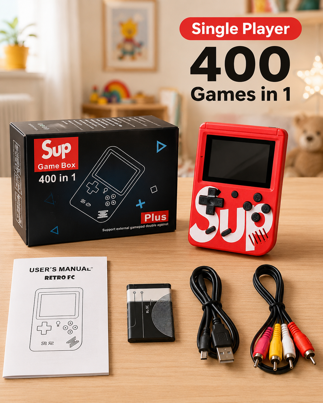 Portable retro gaming console with classic games