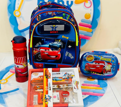 12 to 13 inch Cars themed school bag set