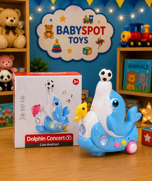 Dolphin with blowing ball Concert  Cute Musician Toy – Fun Musical Playset for Kids with Lights & Sounds