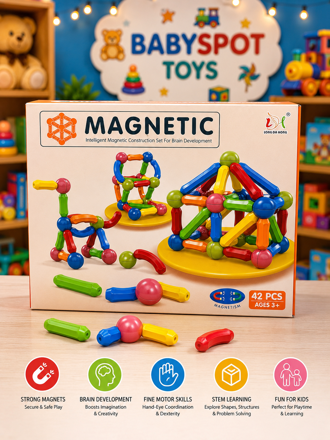 Magnetic building blocks construction set