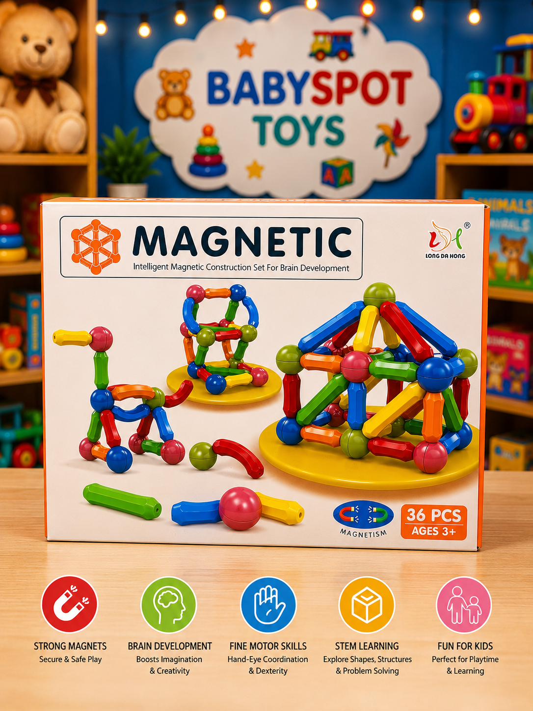 Magnetic building blocks for kids
