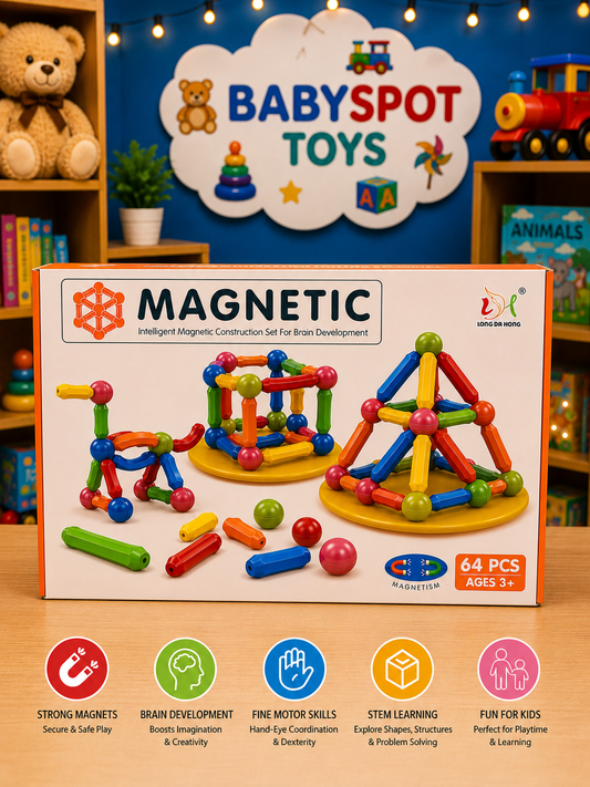Magnetic Building Blocks 64 PCs  – Build, Learn &amp; Create! 🧲🏗️