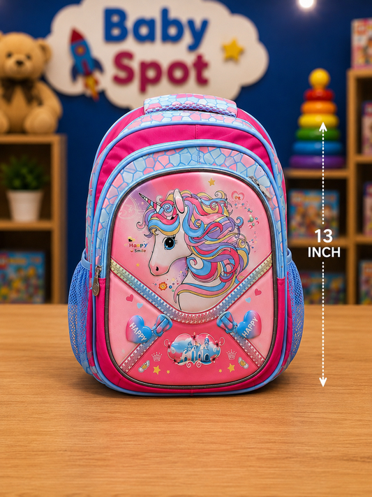 3D Unicorn School Bag Lightweight Backpack 13 Inch