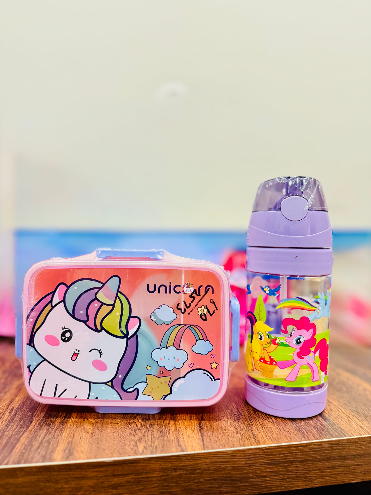 Unicorn lunch box and bottle combo for kids