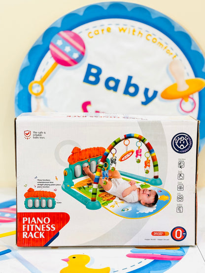 Baby play gym with piano and activity mat