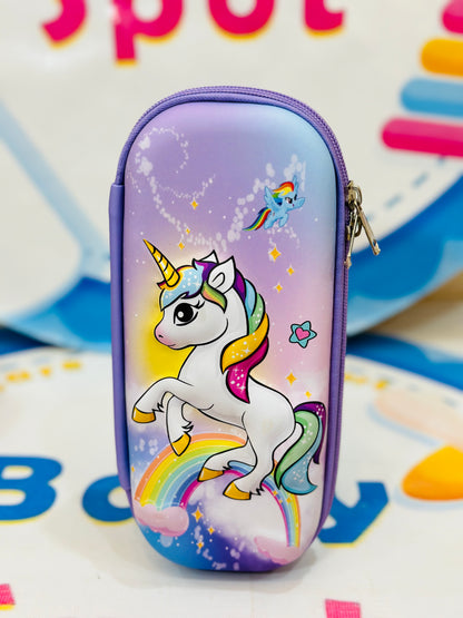 3D unicorn embossed pencil case for kids