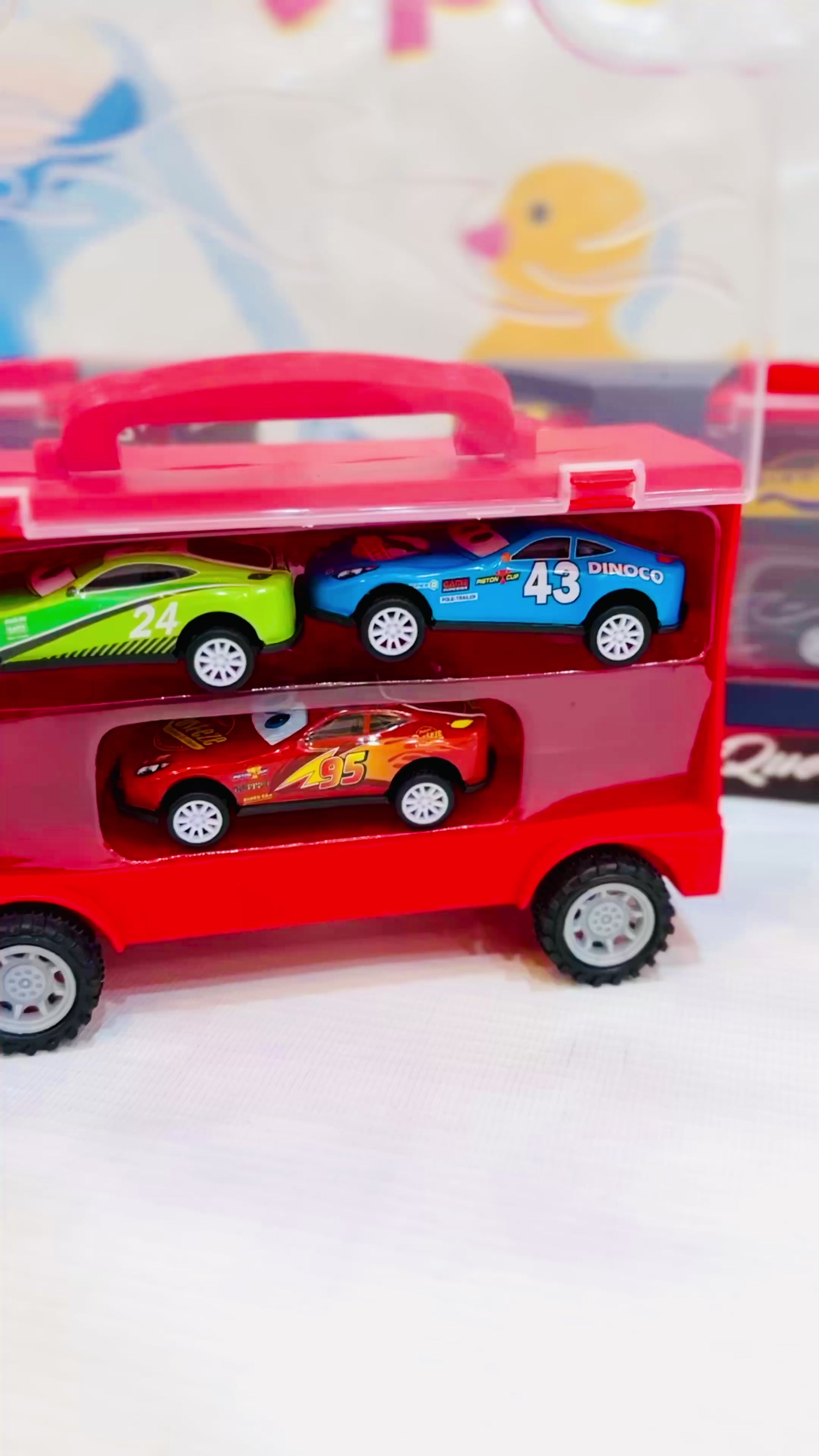 🚗 Free Wheel Car Carrier Truck with 3 Mini Cars – Big Adventures for Little Racers! 🚚💥

