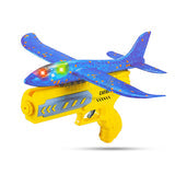 LED Airplane Launcher Gun Toy for Kids – Flying Glider Catapult Plane with Lights