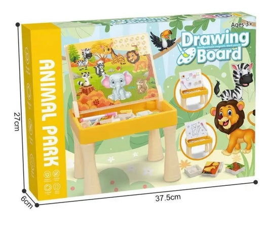 Drawing Board Animal Park With Multifunctional Magnetic Block Puzzle