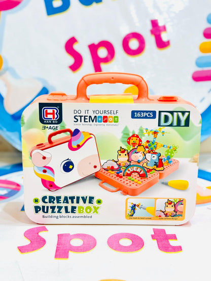 Kids puzzle tool box construction set