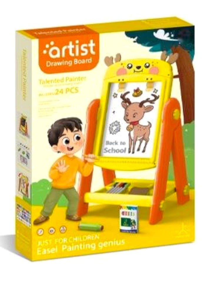 Artist 2 in 1 double sided  learning easel board for kids height adjustable