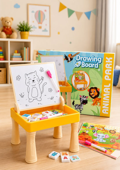 Drawing Board Animal Park With Multifunctional Magnetic Block Puzzle