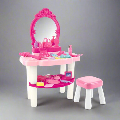 Girls pretend makeup table with stool