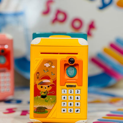 Fingerprint sensor ATM money box for kids