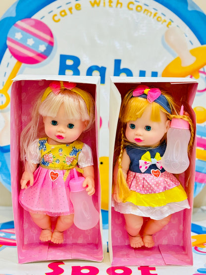 Interactive rubber doll with blinking eyes