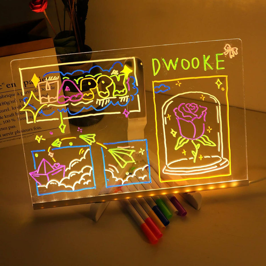 Led glow drawing board for kids