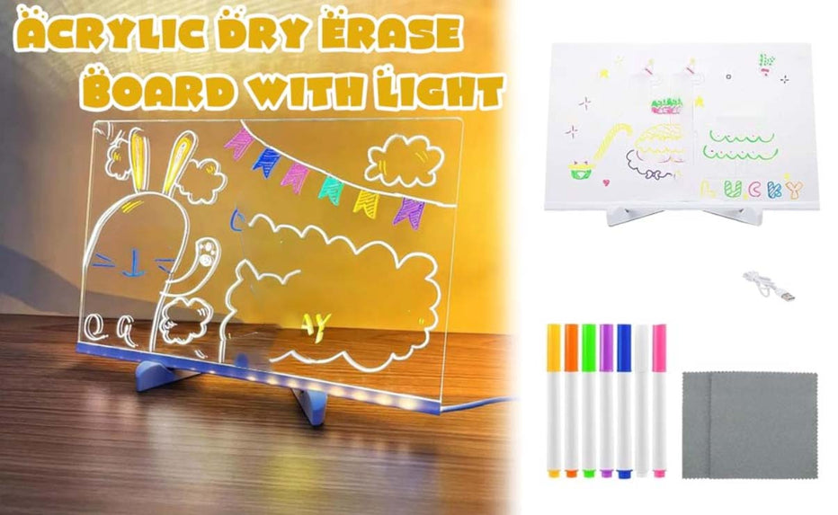 Led glow drawing board for kids
