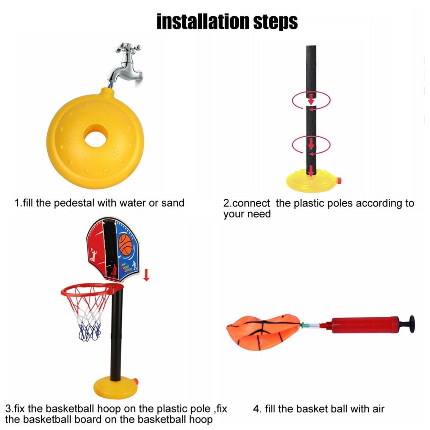 Basketball Playing Set,Height Adjustable Children Basketball Hoop Stand with Basketball Pump for Training Outdoor Indoor Sport