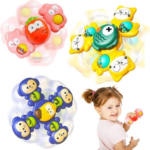 Kids suction spinners rattle set of 3 spinners