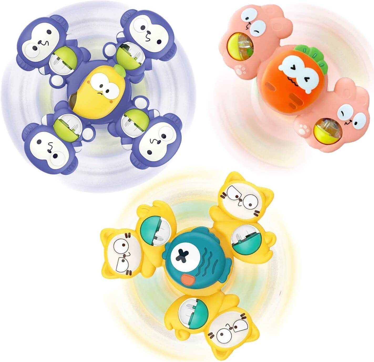 Kids suction spinners rattle set of 3 spinners