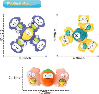 Three-piece suction spinner toy set