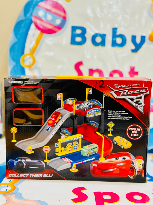Super racing race track 3 with 2 mini cars set for kids
