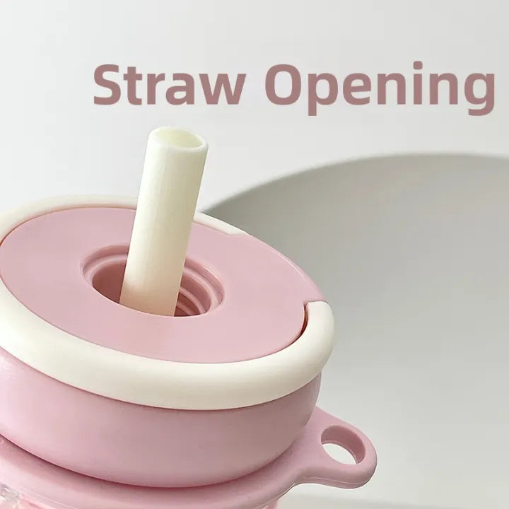 Floral design portable straw cup for kids 950 ml capacity
