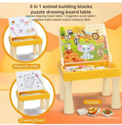 Drawing Board Animal Park With Multifunctional Magnetic Block Puzzle