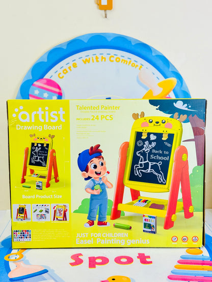 Kids whiteboard and chalkboard easel