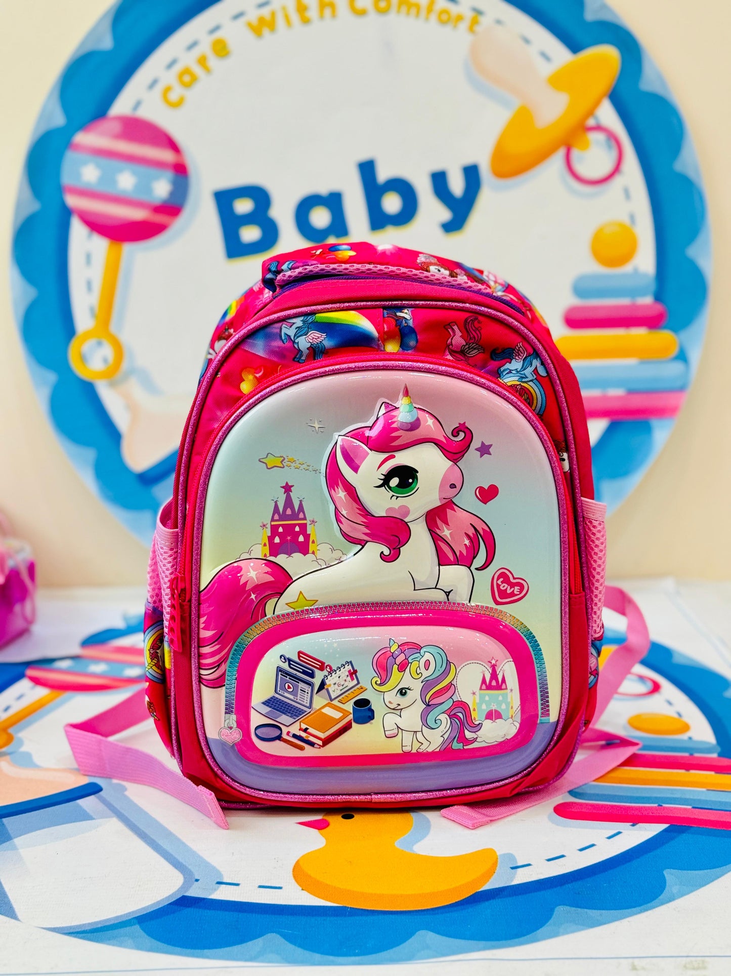 12 to 13 inches 3d unicorn bag set playgroup/ nursery
