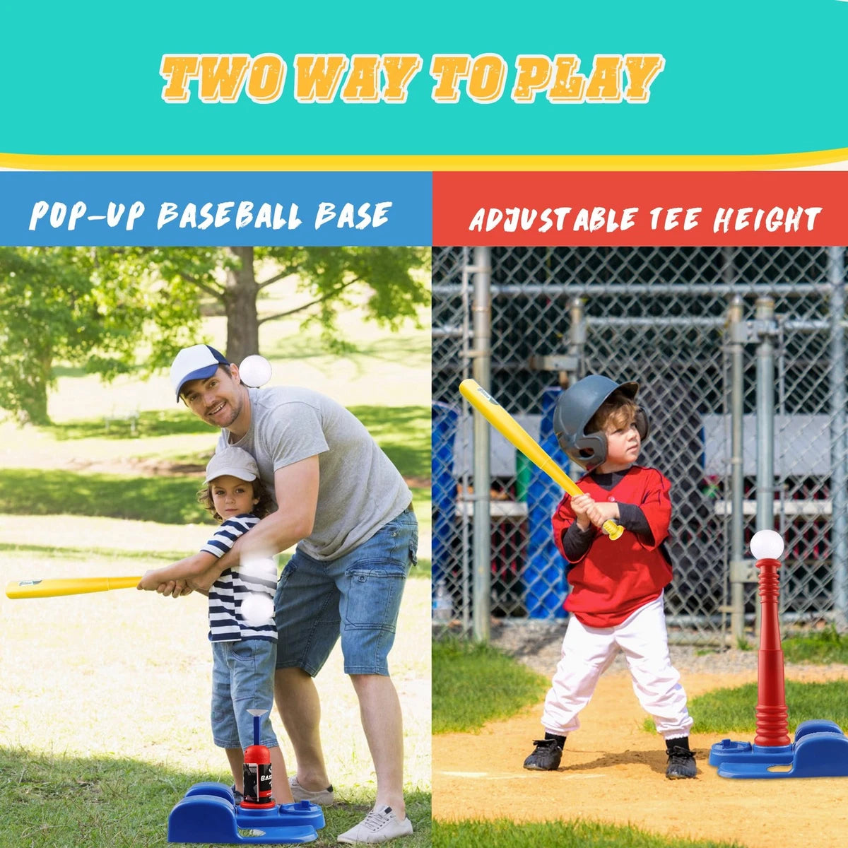 Base Ball Sets for Kids Toddlers Baseball Tee Ball Set - Includes 6 Baseballs